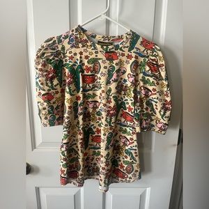 Nooworks Puff Sleeve Top in Bug Out Print